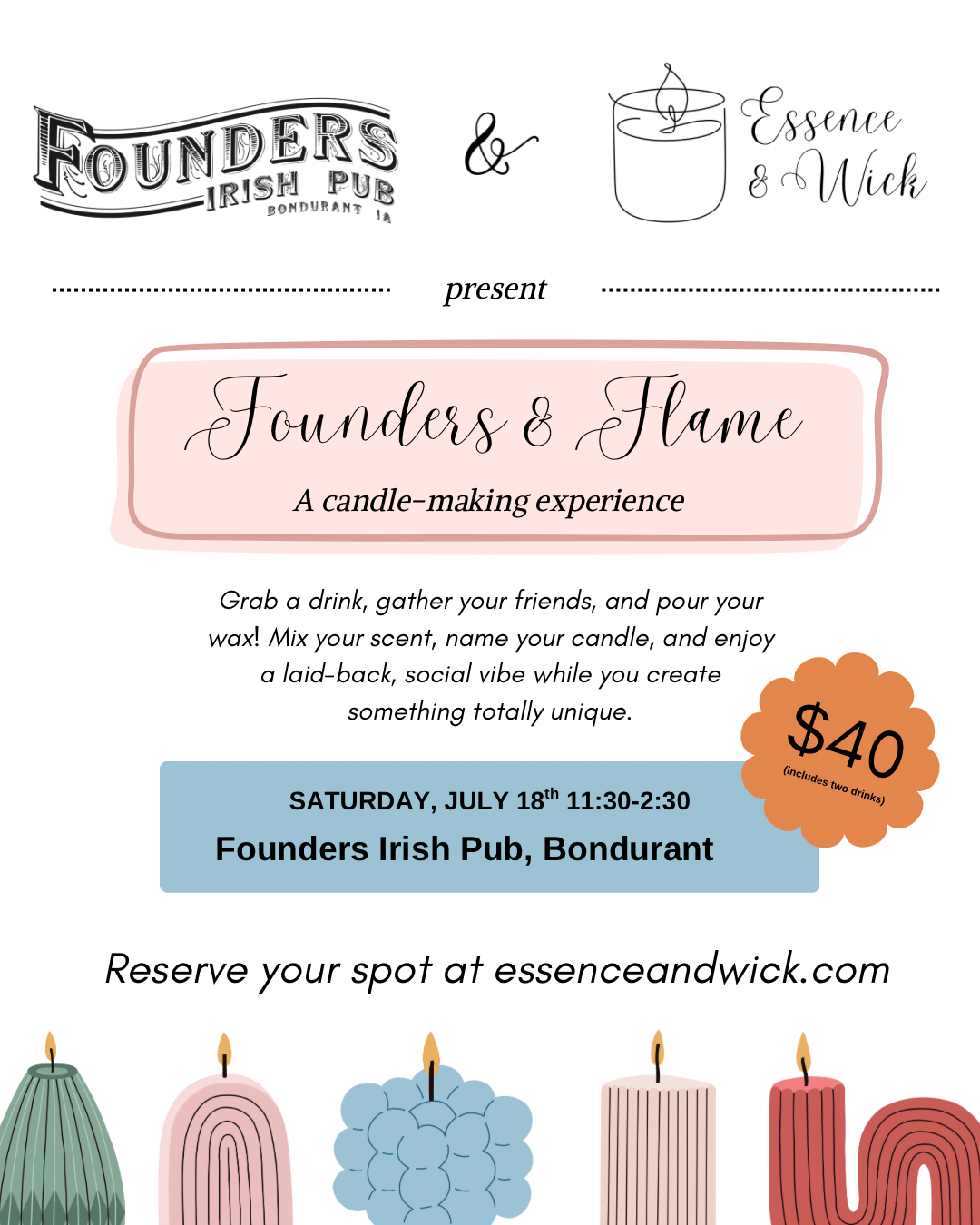 Founders & Flame Candle Making Experience